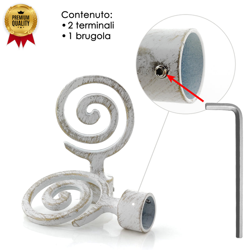 TERMINALE SPIRALE 2PZ BIANCO E ORO