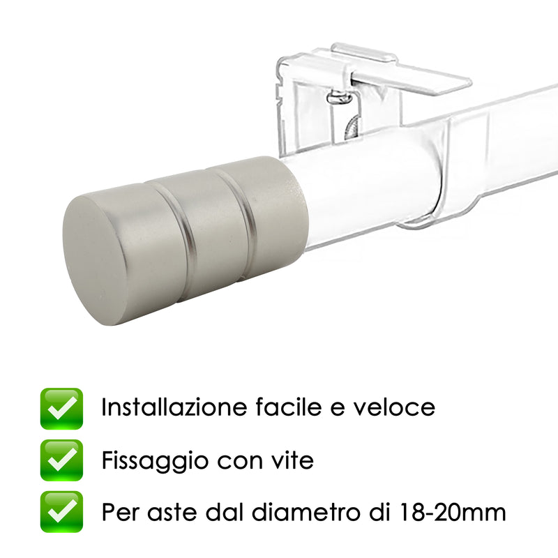 TERMINALE CILINDRO SCANALATO 2PZ NICHEL SATINATO