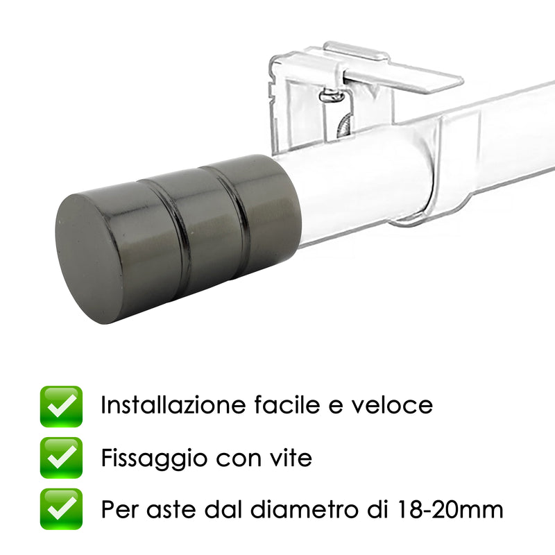 TERMINALE CILINDRO SCANALATO 2PZ NICHEL NERO