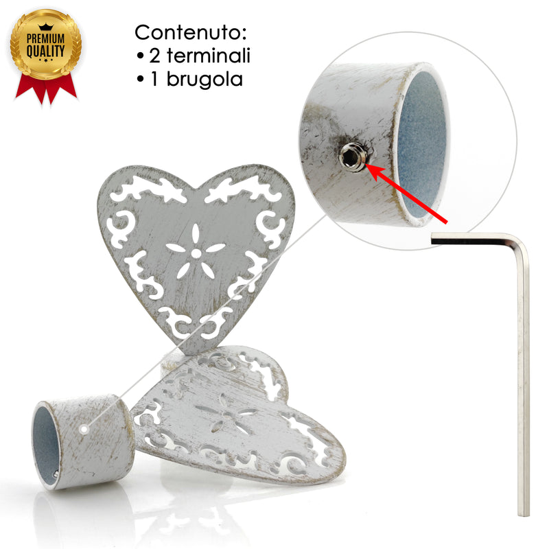 TERMINALE CUORE 2PZ BIANCO E ORO