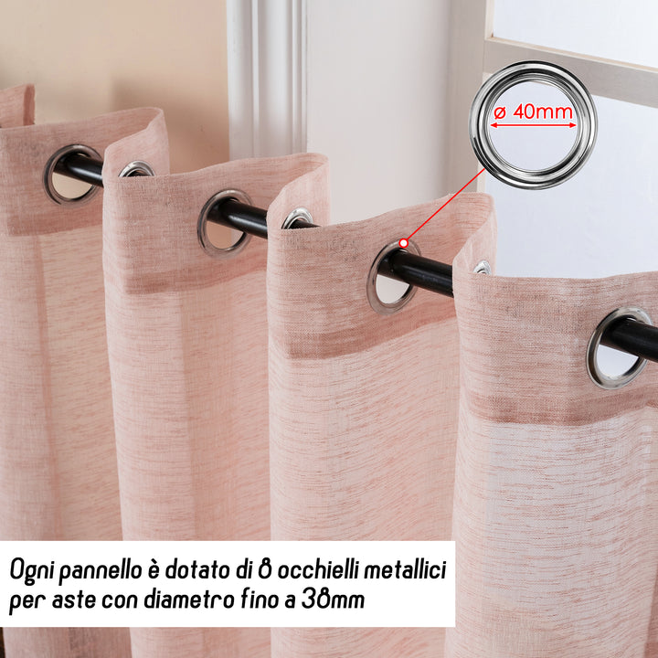 TENDA ITACA FILTRANTE SIMIL LINO 1 PANNELLO 140X150CM ROSSO PASTELLO