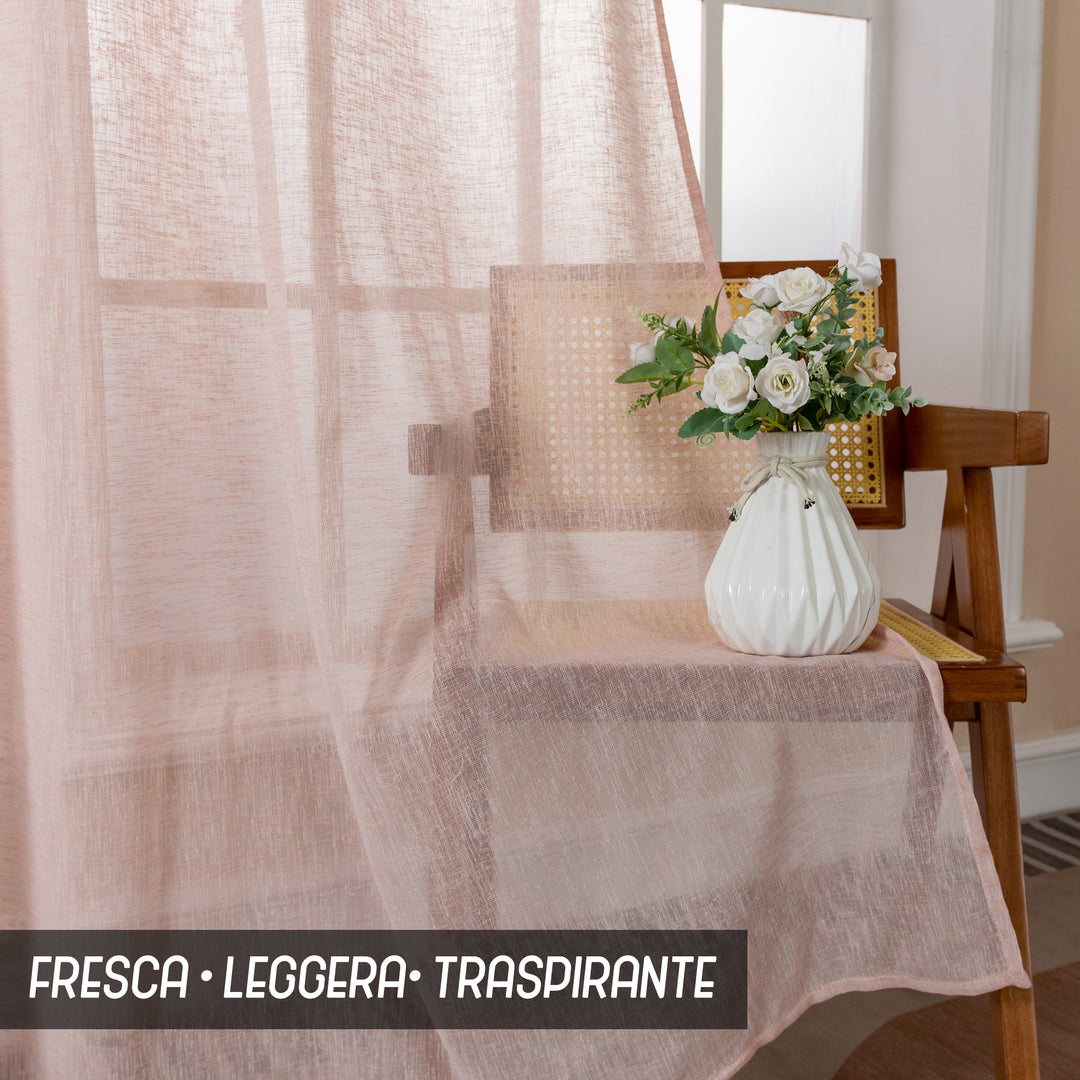 TENDA ITACA FILTRANTE SIMIL LINO 1 PANNELLO 140X240CM ROSSO PASTELLO