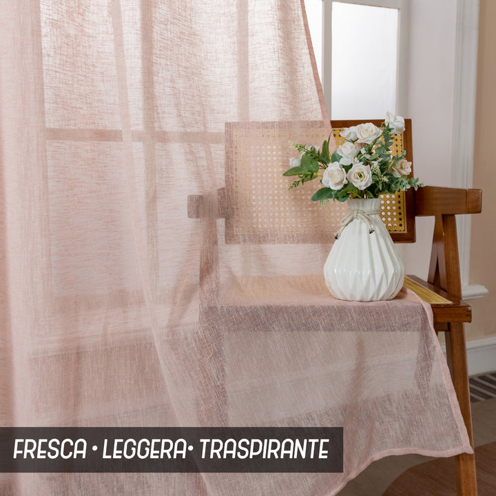 TENDA ITACA FILTRANTE SIMIL LINO 1 PANNELLO 140X240CM ROSSO PASTELLO