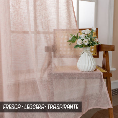 TENDA ITACA FILTRANTE SIMIL LINO 140X240CM ROSSO PASTELLO