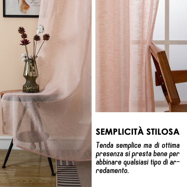 TENDA ITACA FILTRANTE SIMIL LINO 1 PANNELLO 140X240CM ROSSO PASTELLO