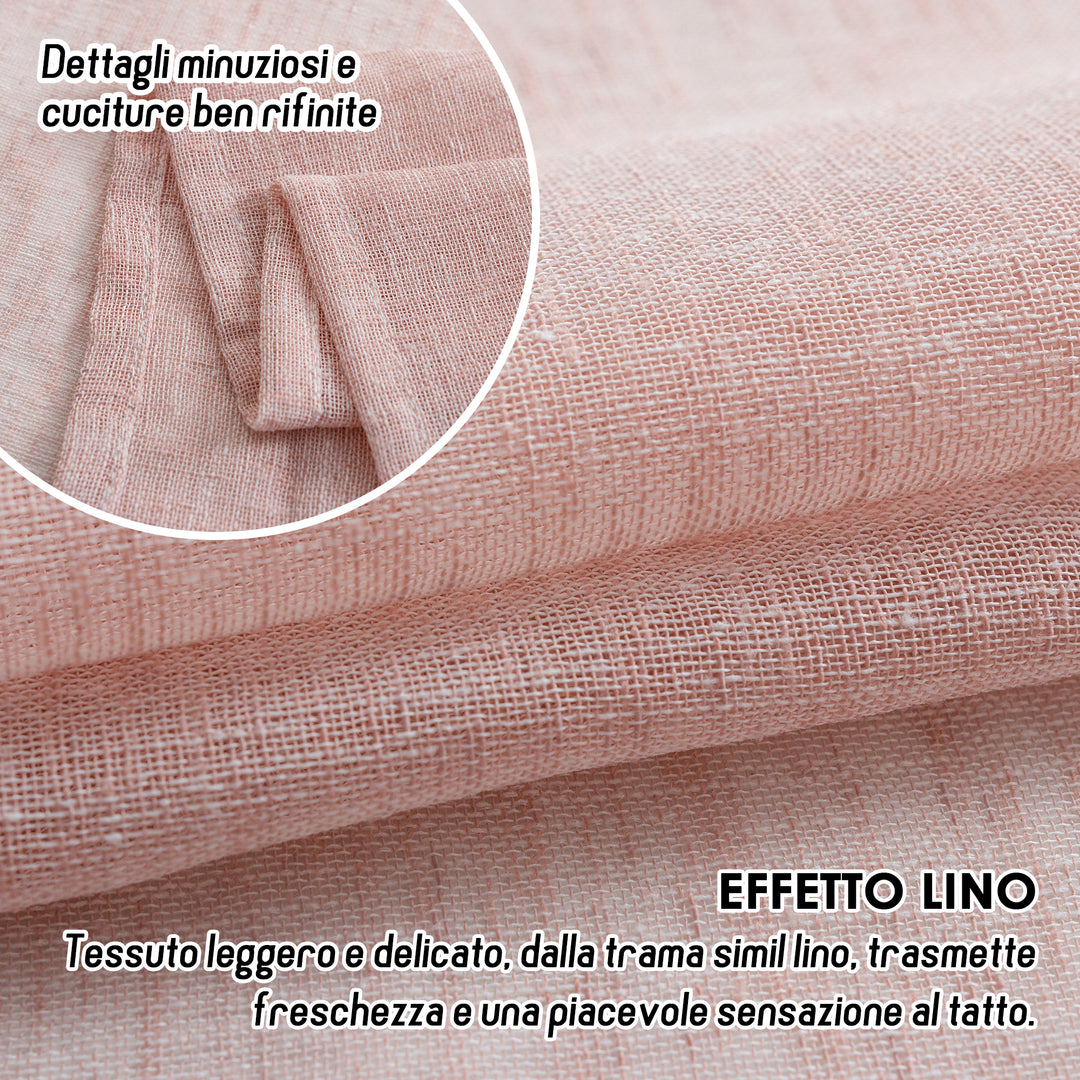 TENDA ITACA FILTRANTE SIMIL LINO 1 PANNELLO 140X240CM ROSSO PASTELLO