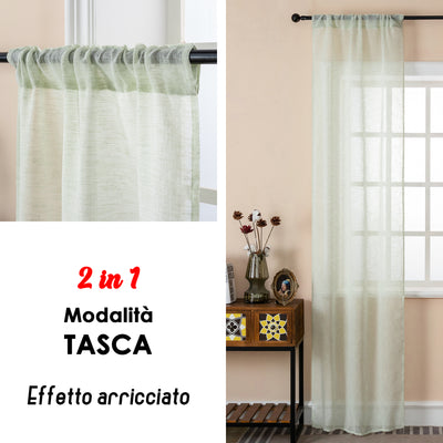 COPPIA TENDE ITACA FILTRANTI SIMIL LINO 2X70X240CM VERDE PASTELLO