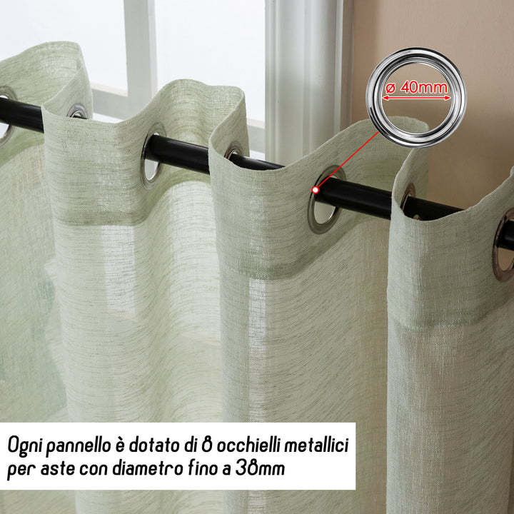 TENDA ITACA FILTRANTE SIMIL LINO 1 PANNELLO 140X150CM VERDE PASTELLO