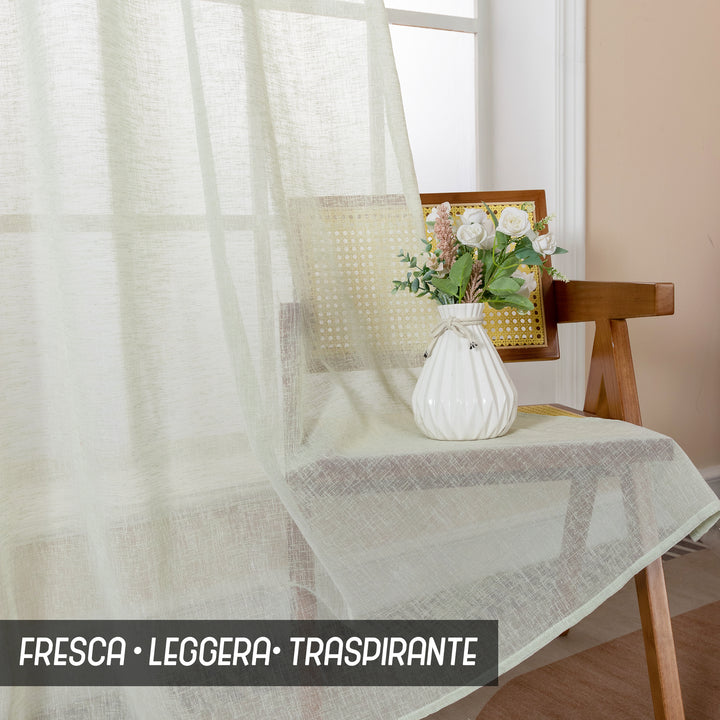 TENDA ITACA FILTRANTE SIMIL LINO 1 PANNELLO 140X240CM VERDE PASTELLO