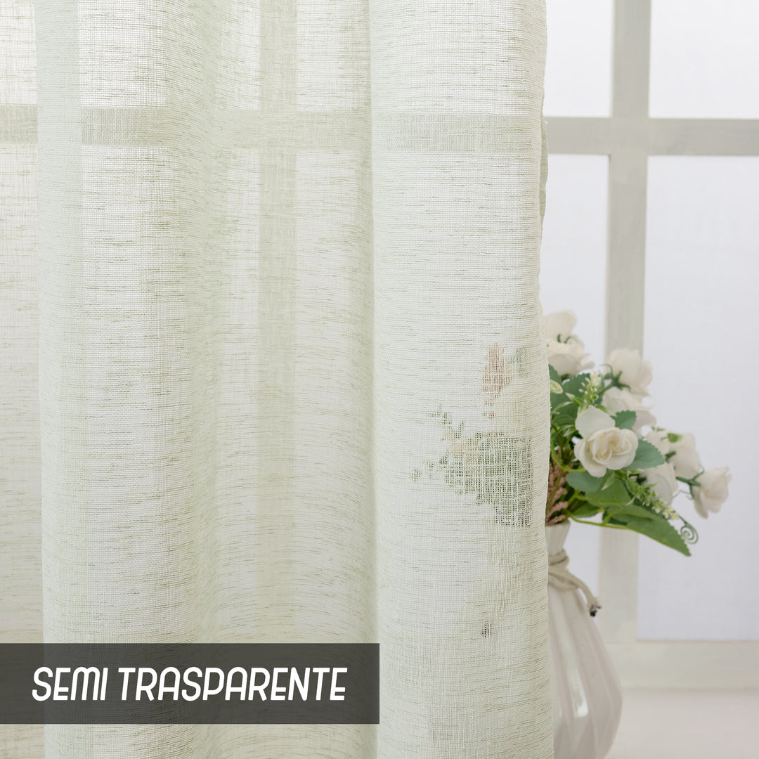 TENDA ITACA FILTRANTE SIMIL LINO 1 PANNELLO 140X290CM VERDE PASTELLO