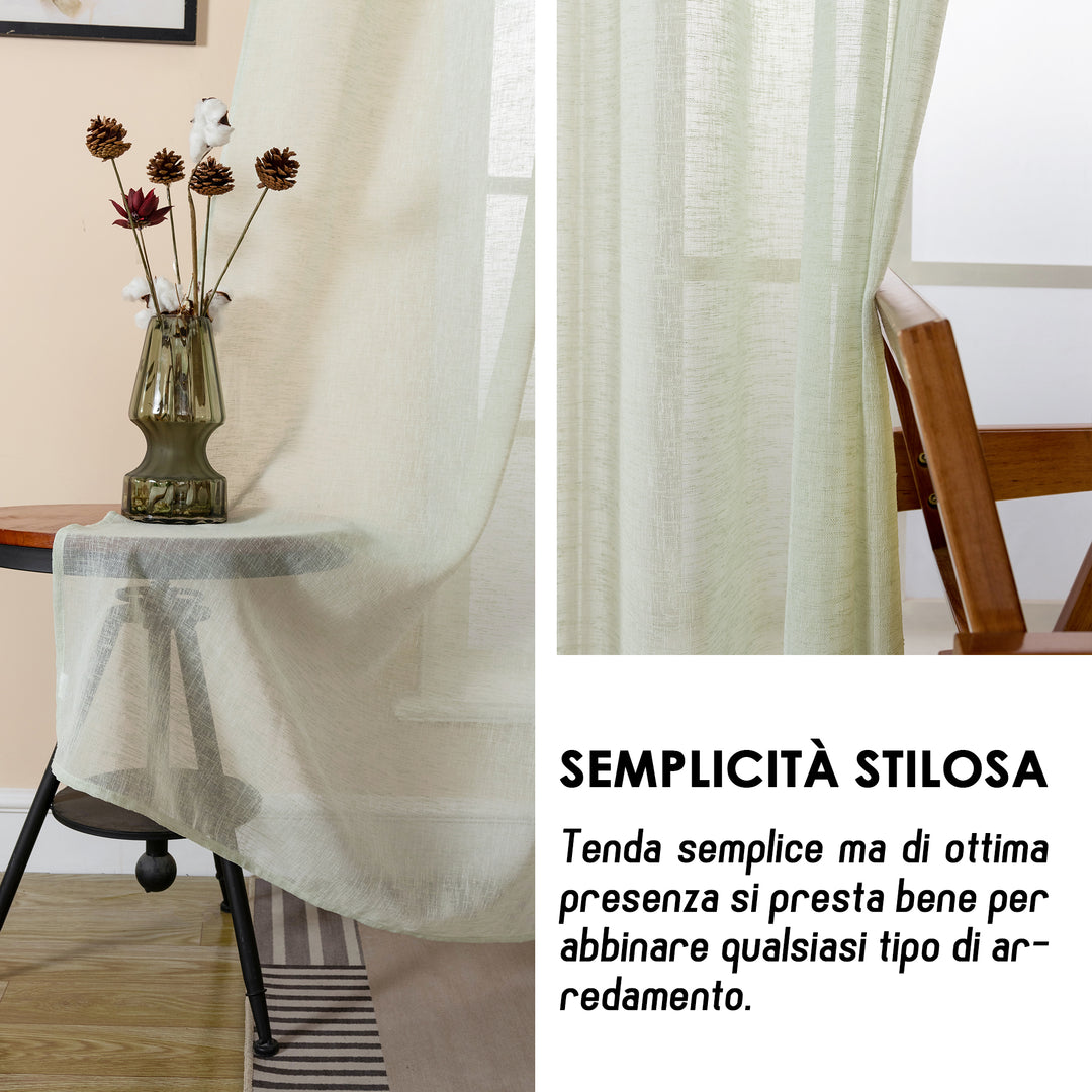 TENDA ITACA FILTRANTE SIMIL LINO 1 PANNELLO 140X150CM VERDE PASTELLO