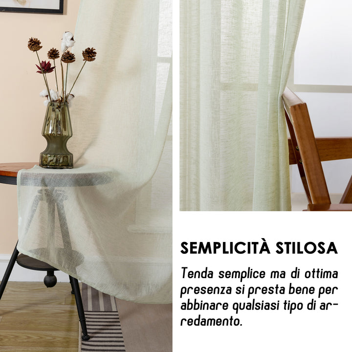 TENDA ITACA FILTRANTE SIMIL LINO 1 PANNELLO 140X150CM VERDE PASTELLO
