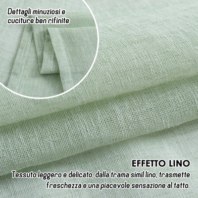 COPPIA TENDE ITACA FILTRANTI SIMIL LINO 2X70X240CM VERDE PASTELLO