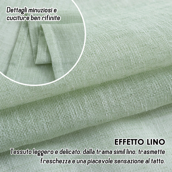 TENDA ITACA FILTRANTE SIMIL LINO 1 PANNELLO 140X150CM VERDE PASTELLO