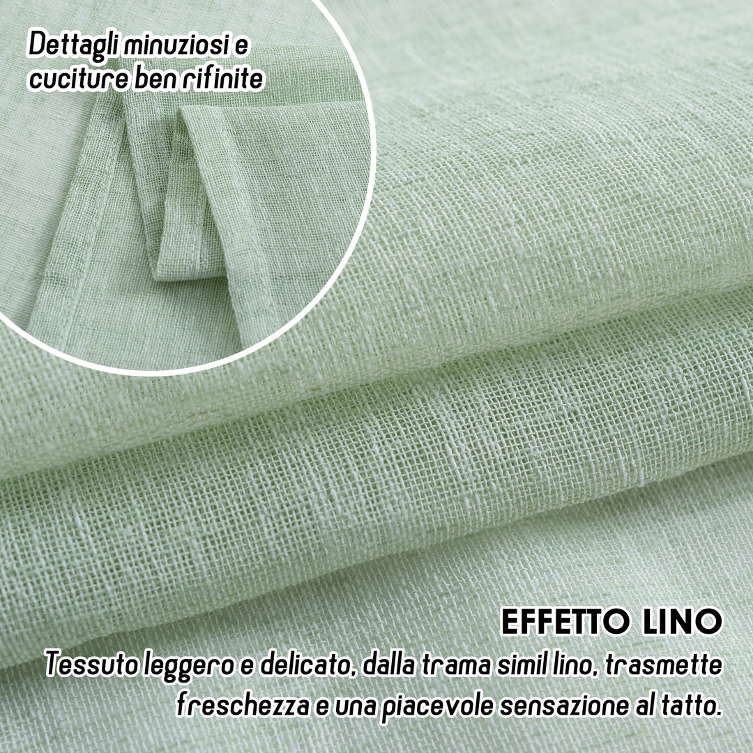 TENDA ITACA FILTRANTE SIMIL LINO 1 PANNELLO 140X240CM VERDE PASTELLO
