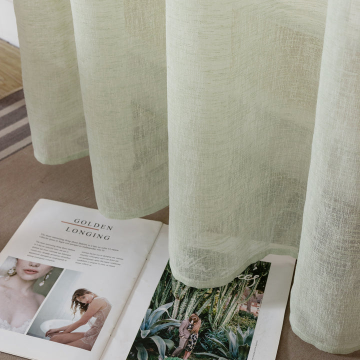 TENDA ITACA FILTRANTE SIMIL LINO 1 PANNELLO 140X240CM VERDE PASTELLO