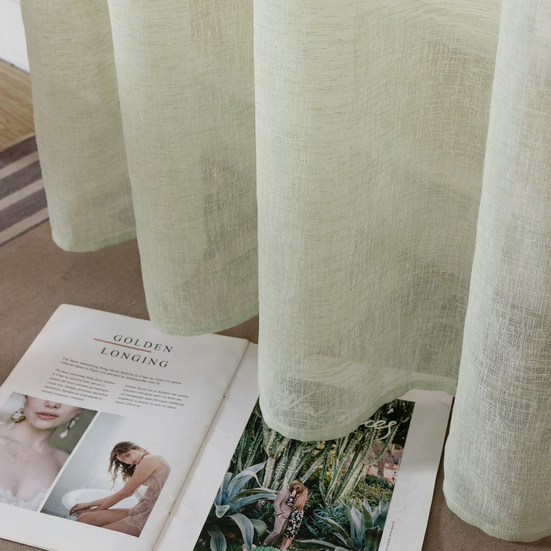 TENDA ITACA FILTRANTE SIMIL LINO 1 PANNELLO 140X290CM VERDE PASTELLO