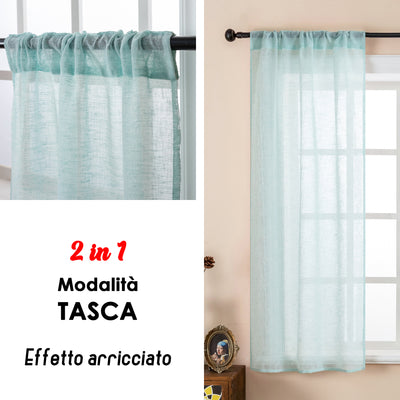 COPPIA TENDE ITACA FILTRANTI SIMIL LINO 2X70X150CM AZZURRO PASTELLO