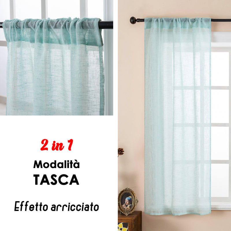 COPPIA TENDE ITACA FILTRANTI SIMIL LINO 2X70X150CM AZZURRO PASTELLO