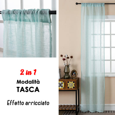 COPPIA TENDE ITACA FILTRANTI SIMIL LINO 2X70X240CM AZZURRO PASTELLO