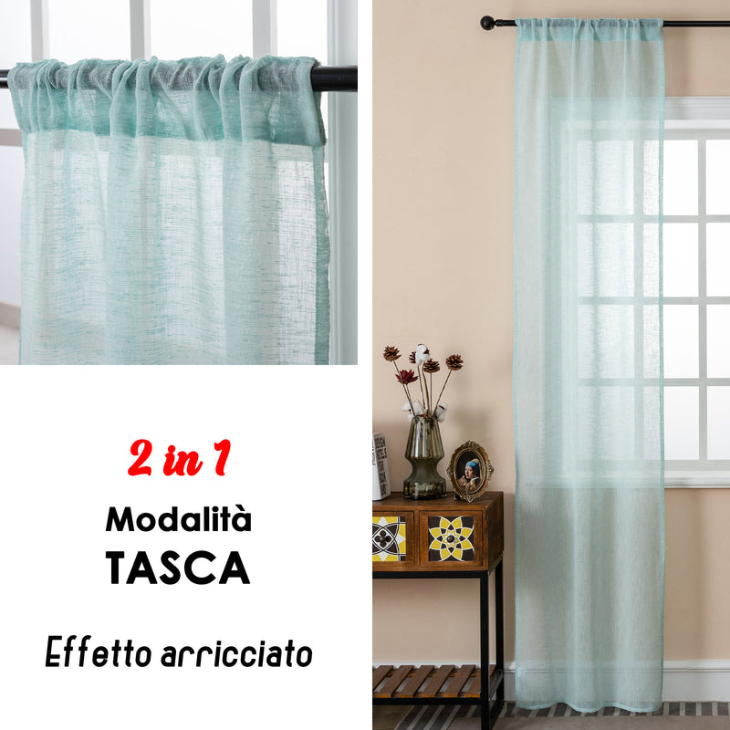 COPPIA TENDE ITACA FILTRANTI SIMIL LINO 2X70X240CM AZZURRO PASTELLO