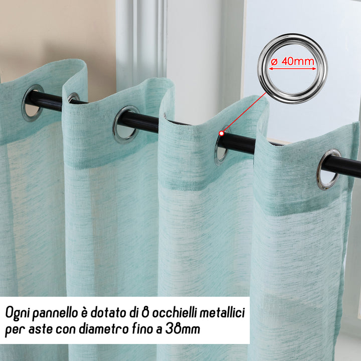 TENDA ITACA FILTRANTE SIMIL LINO 1 PANNELLO 140X290CM AZZURRO PASTELLO