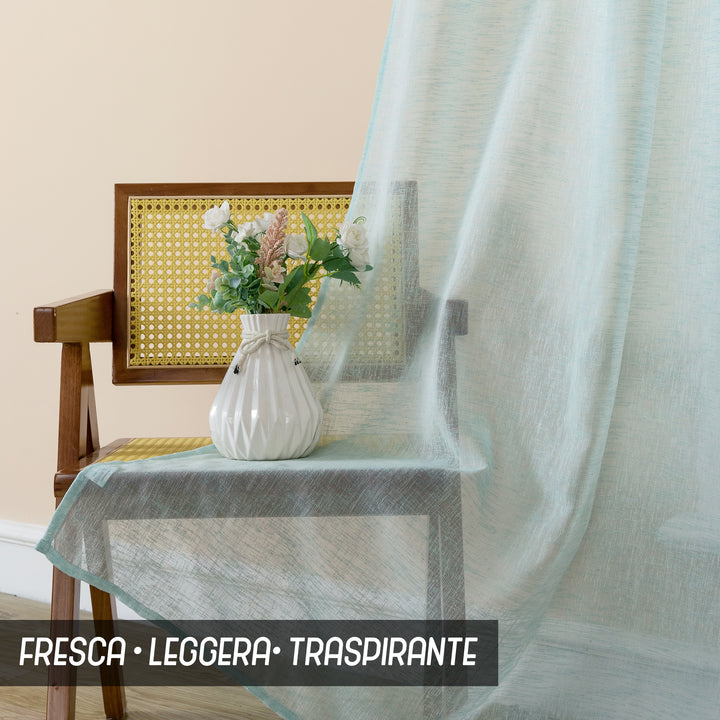 TENDA ITACA FILTRANTE SIMIL LINO 1 PANNELLO 140X290CM AZZURRO PASTELLO