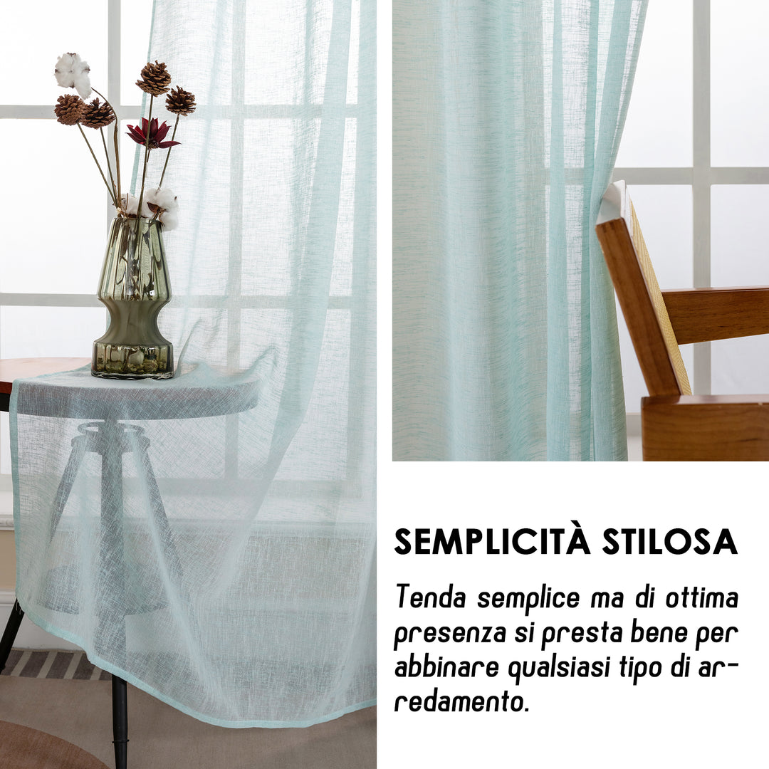 TENDA ITACA FILTRANTE SIMIL LINO 1 PANNELLO 140X290CM AZZURRO PASTELLO