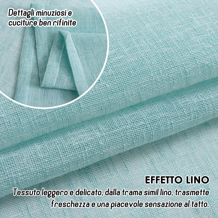 TENDA ITACA FILTRANTE SIMIL LINO 1 PANNELLO 140X150CM AZZURRO PASTELLO