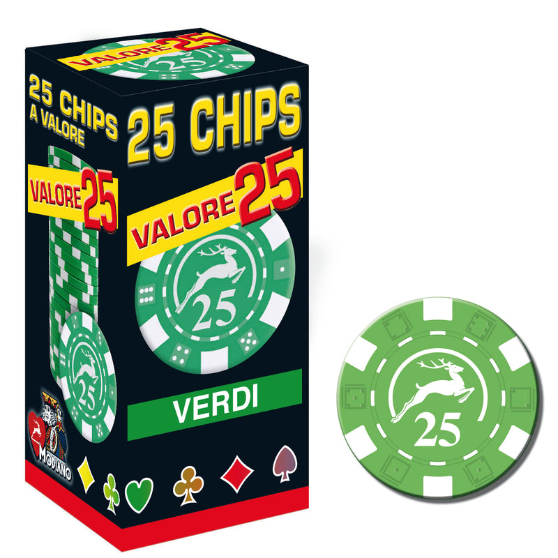 SET 25 CHIPS 14G VALORE 25 VERDE