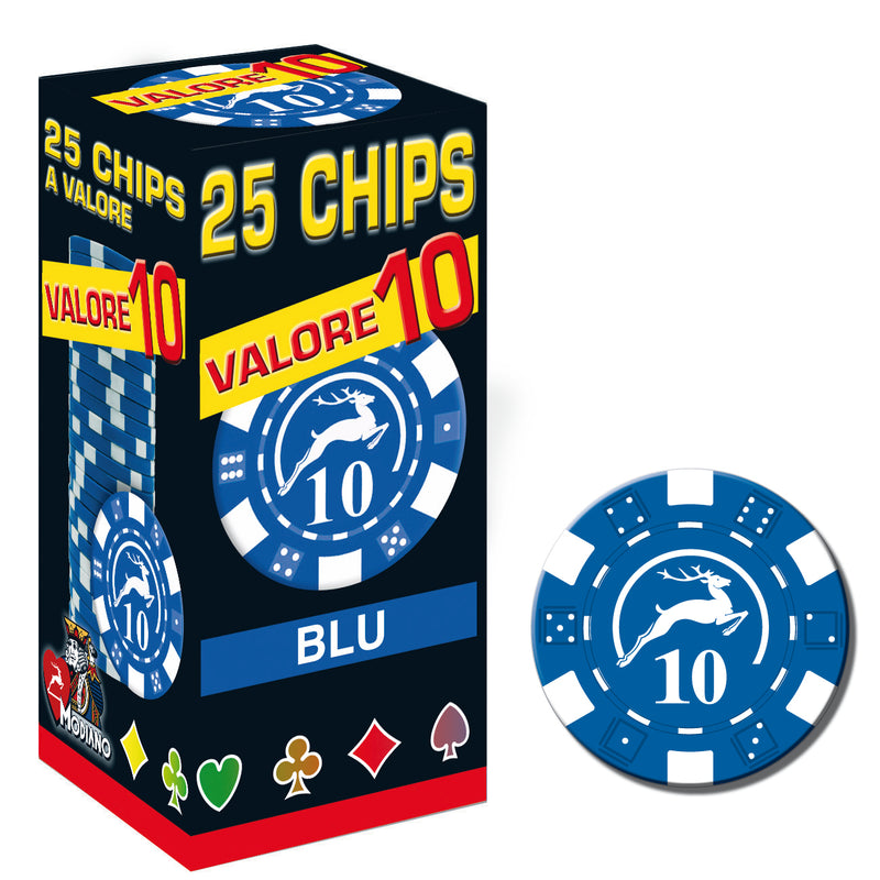 SET 25 CHIPS 14G VALORE 10 BLU