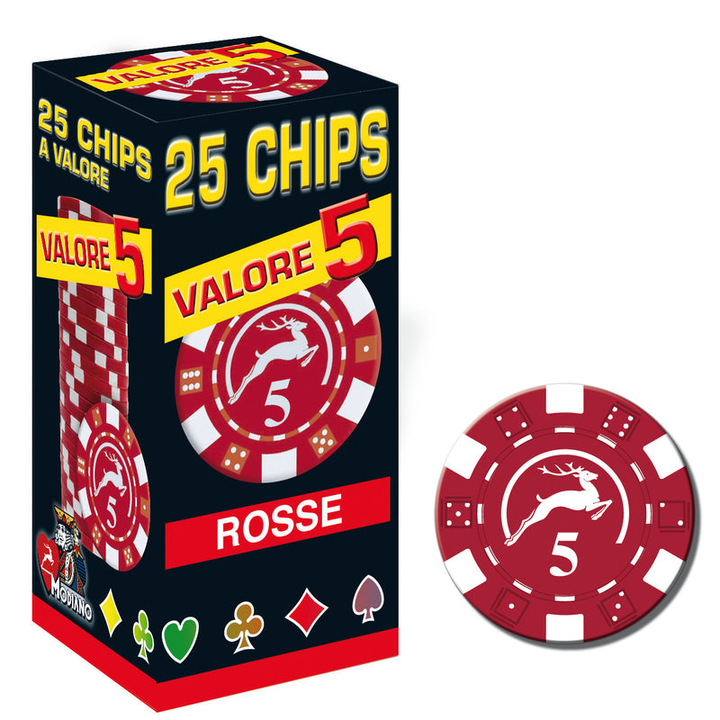 SET 25 CHIPS 14G VALORE 5 ROSSO