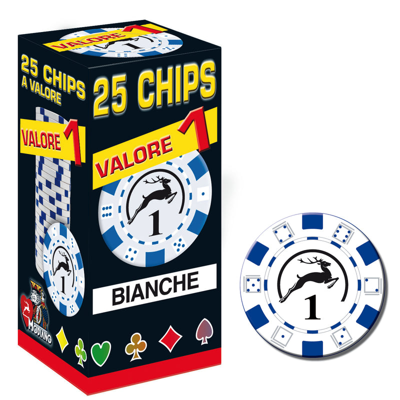 SET 25 CHIPS 14G VALORE 1 BIANCO