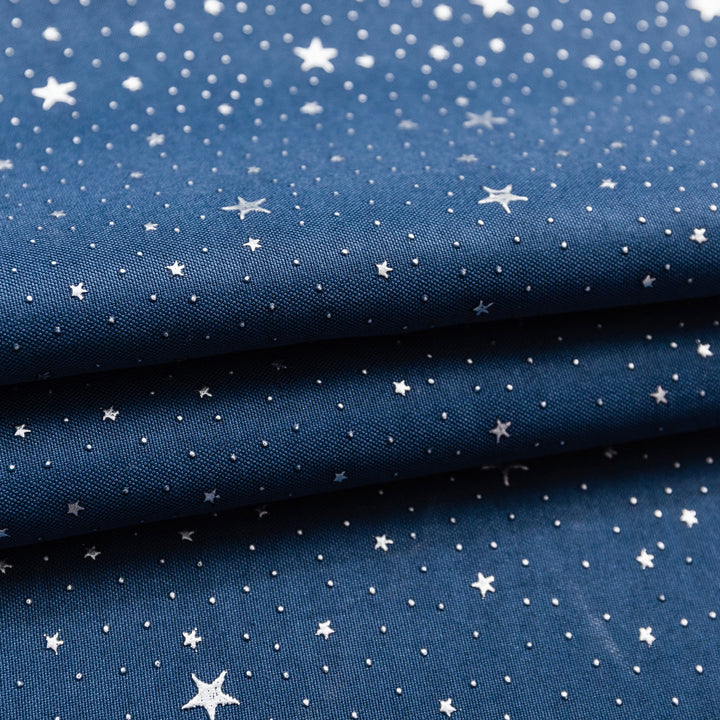 COPPIA TENDE LOLLAND SEMI OSCURANTI FANTASIA STELLINE ARGENTATE 2X70X240CM BLU
