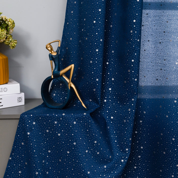 TENDA LOLLAND SEMI OSCURANTE FANTASIA STELLINE ARGENTATE 1 PANNELLO 140X290CM BLU