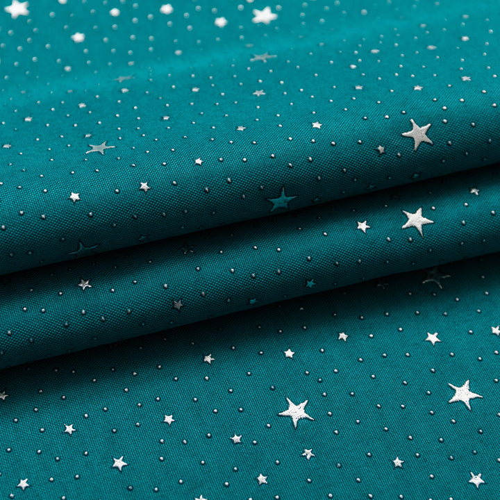 TENDA LOLLAND SEMI OSCURANTE FANTASIA STELLINE ARGENTATE 1 PANNELLO 140X290CM VERDE ACQUA