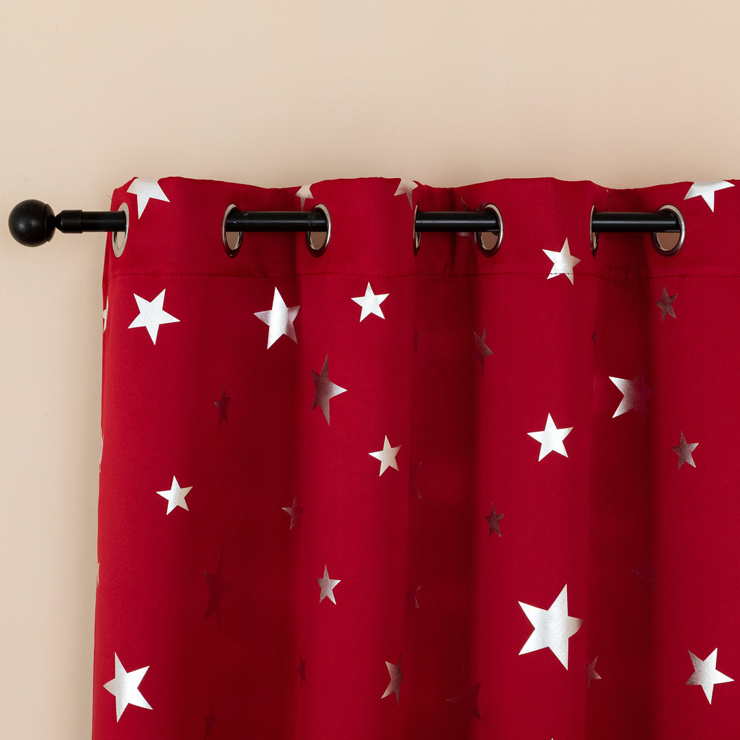 TENDA OSCURANTE FANTASIA STELLE ARGENTATE 1 PANNELLO 140X145CM ROSSO