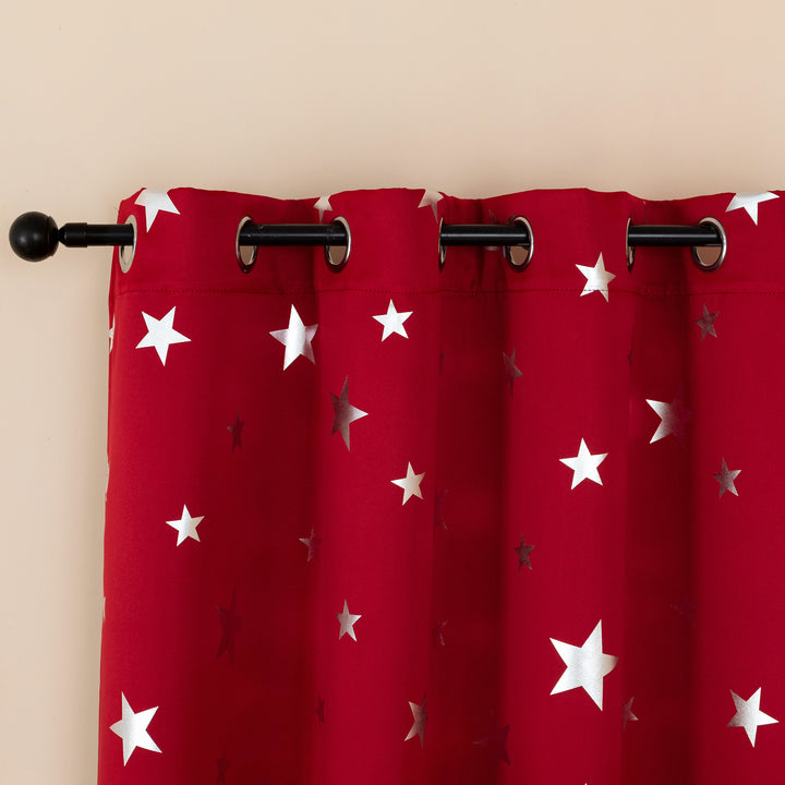 TENDA OSCURANTE FANTASIA STELLE ARGENTATE 1 PANNELLO 140X145CM ROSSO