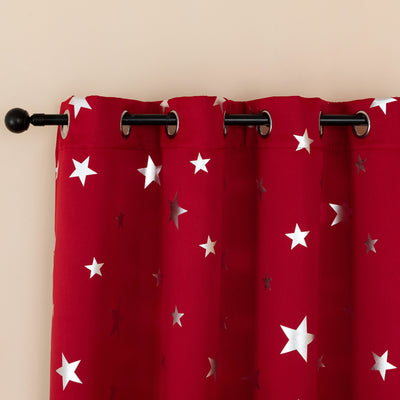 TENDA OSCURANTE FANTASIA STELLE ARGENTATE 140X235CM ROSSO