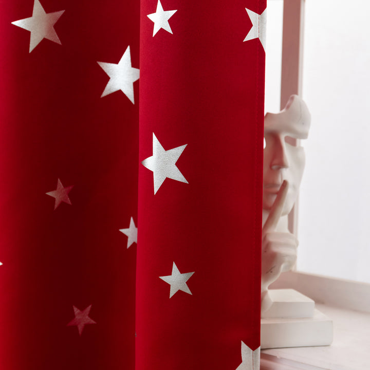 TENDA OSCURANTE FANTASIA STELLE ARGENTATE 1 PANNELLO 140X145CM ROSSO