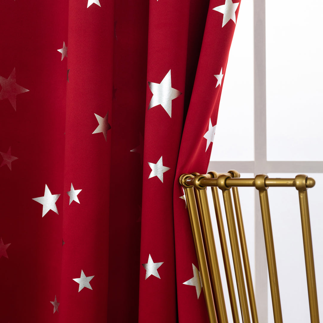 TENDA OSCURANTE FANTASIA STELLE ARGENTATE 1 PANNELLO 140X290CM ROSSO