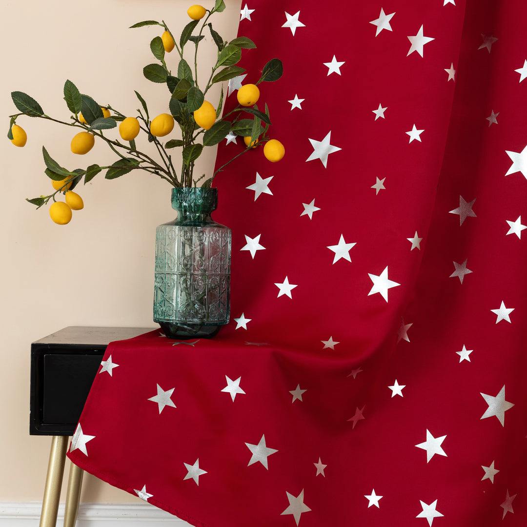 TENDA OSCURANTE FANTASIA STELLE ARGENTATE 1 PANNELLO 140X290CM ROSSO