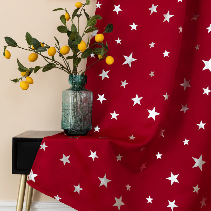 TENDA OSCURANTE FANTASIA STELLE ARGENTATE 1 PANNELLO 140X290CM ROSSO