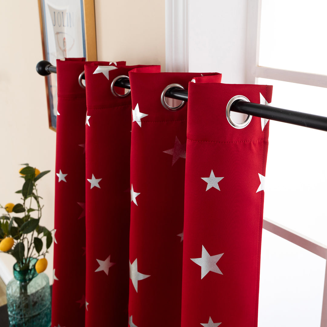 TENDA OSCURANTE FANTASIA STELLE ARGENTATE 1 PANNELLO 140X145CM ROSSO