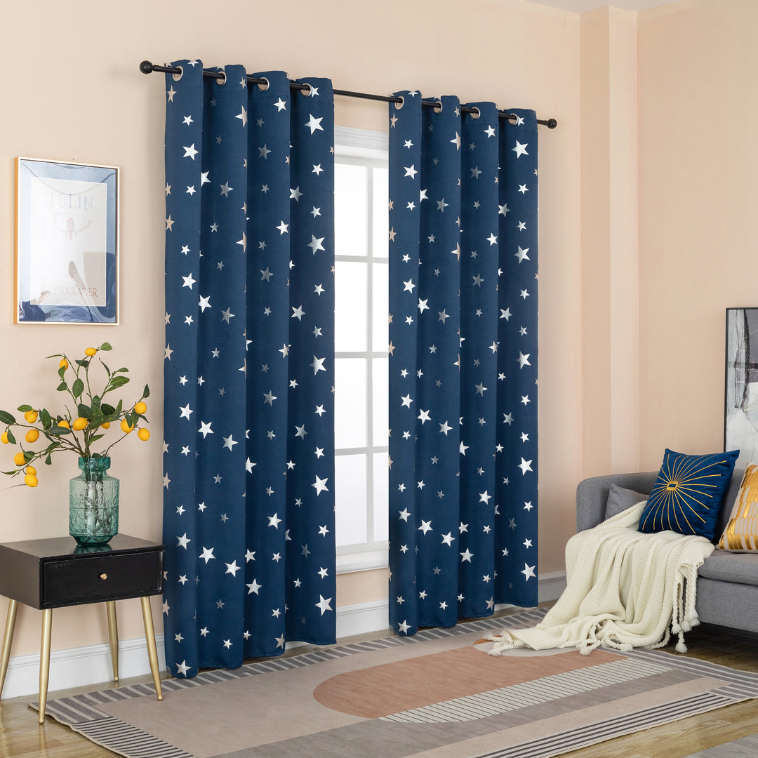 TENDA OSCURANTE FANTASIA STELLE ARGENTATE 1 PANNELLO 140X235CM BLU