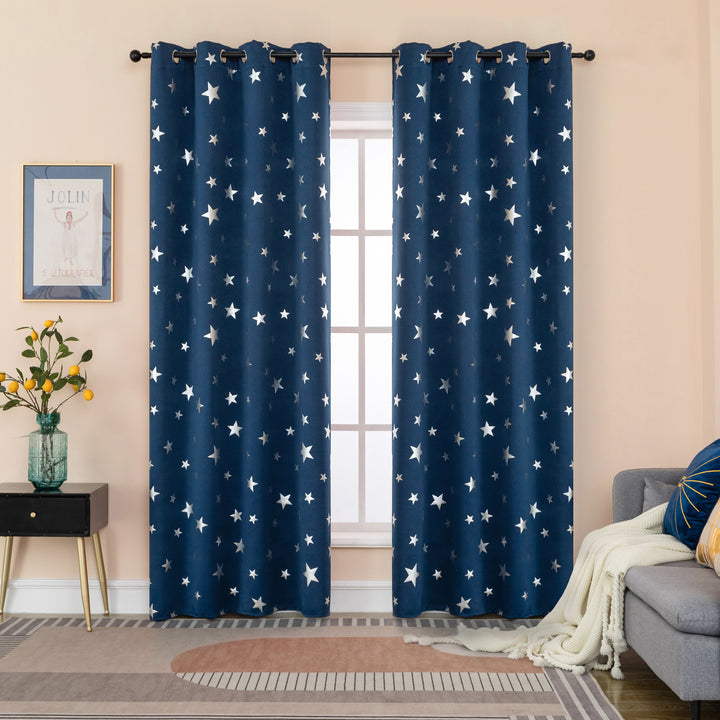 TENDA OSCURANTE FANTASIA STELLE ARGENTATE 1 PANNELLO 140X235CM BLU