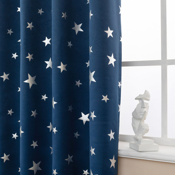 TENDA OSCURANTE FANTASIA STELLE ARGENTATE 1 PANNELLO 140X235CM BLU