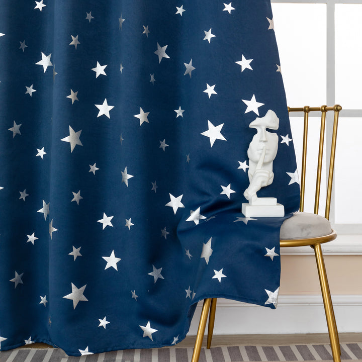 TENDA OSCURANTE FANTASIA STELLE ARGENTATE 1 PANNELLO 140X235CM BLU