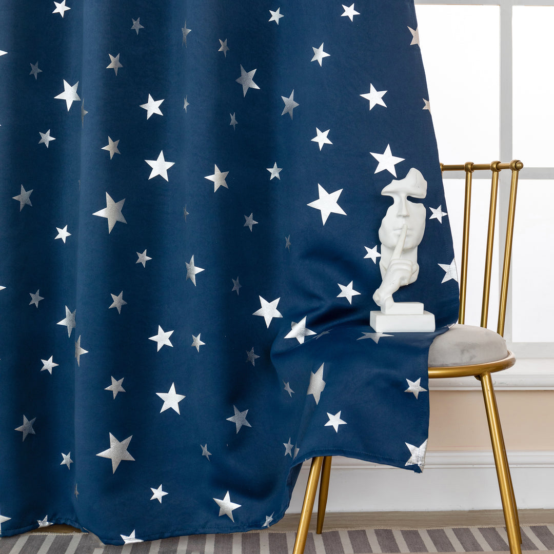 TENDA OSCURANTE FANTASIA STELLE ARGENTATE 1 PANNELLO 140X290CM BLU