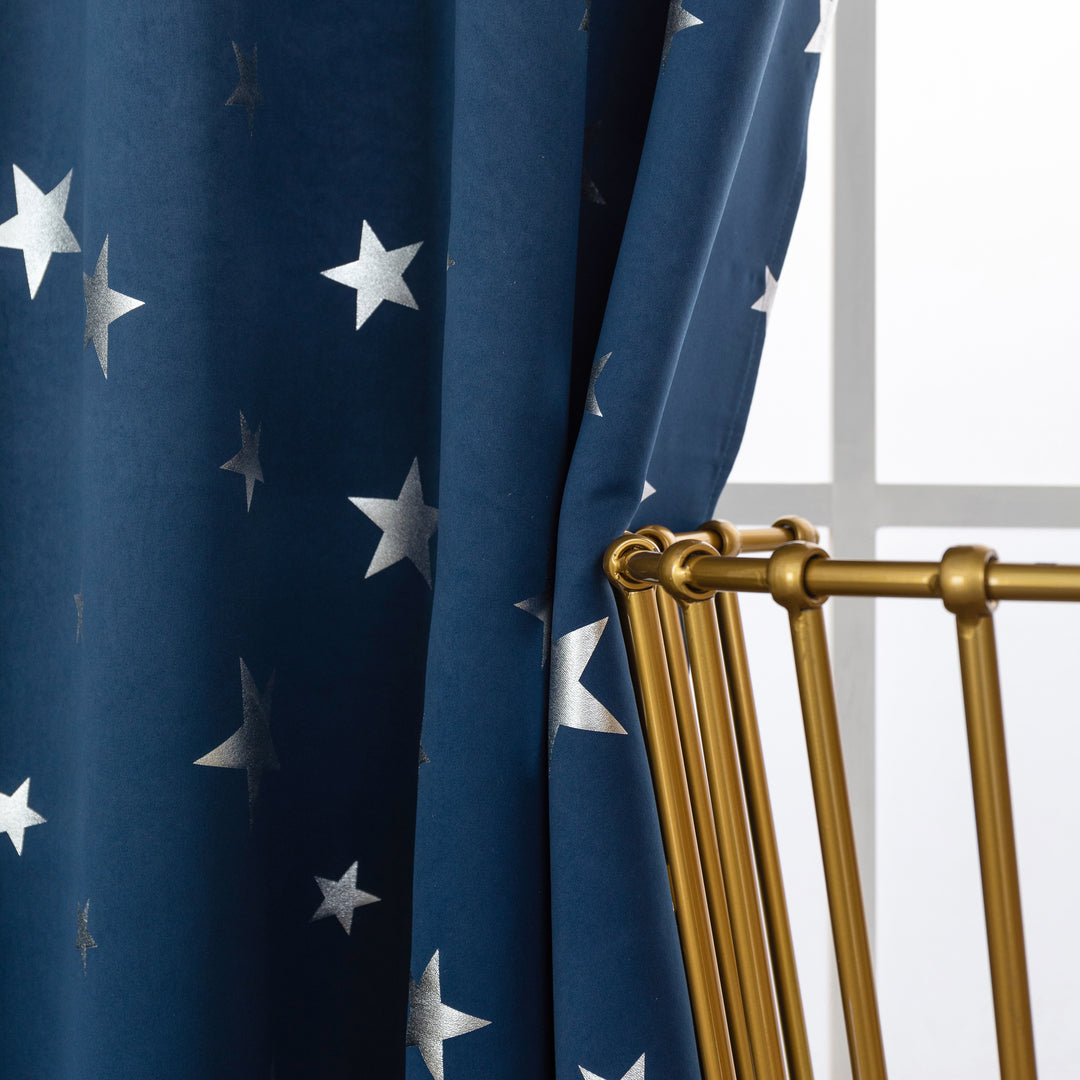 TENDA OSCURANTE FANTASIA STELLE ARGENTATE 1 PANNELLO 140X290CM BLU